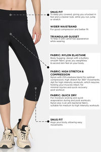 Zelocity Quick Dry 3/4Th Training Leggings- Jet Black — thumbnail 8